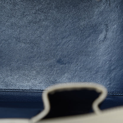 Celine Drummed Calfskin Mini Bi-Color Luggage Navy Dune 16 of 17