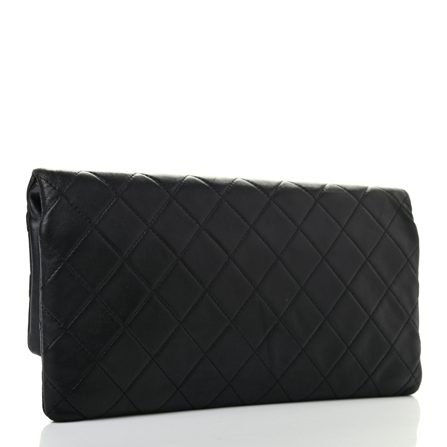 Lambskin Quilted CC Beauty Clutch Black