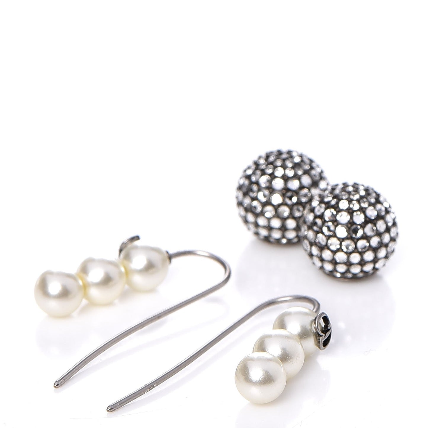 Crystal Pearl Dior Tribales Drop Earrings Silver