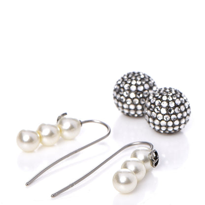 Christian Dior Crystal Pearl Dior Tribales Drop Earrings Silver 4 of 4