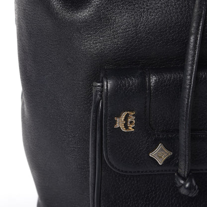 MCM Grained Calfskin Studded Drawstring Backpack Black 10 of 15