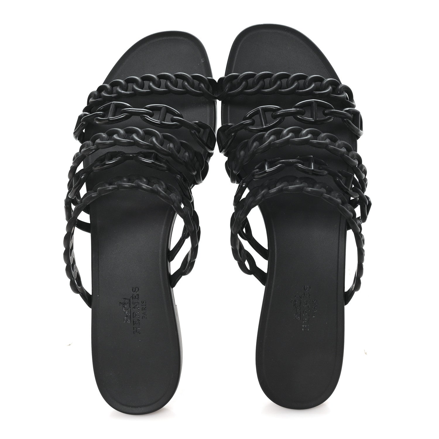 Hermes Rubber Chaine d'Ancre Nude Sandals 39 Black 2 of 9