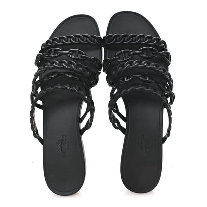 Hermes Rubber Chaine d'Ancre Nude Sandals 39 Black 2 of 9