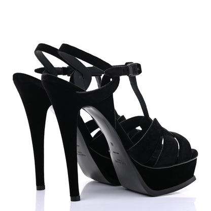 Saint Laurent Velvet Tribute 105 Platform Sandals 40 Black 4 of 10