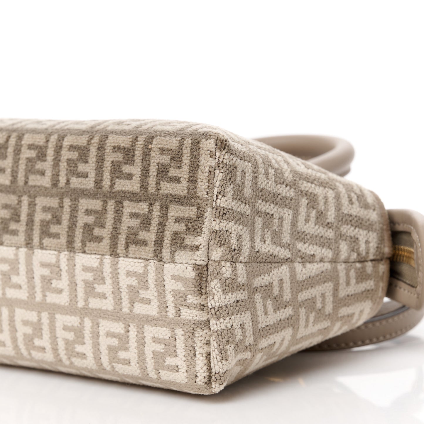 Chenille Vitello Micro FF Mini By The Way Top Handle Boston Bag Tortora Nuvola
