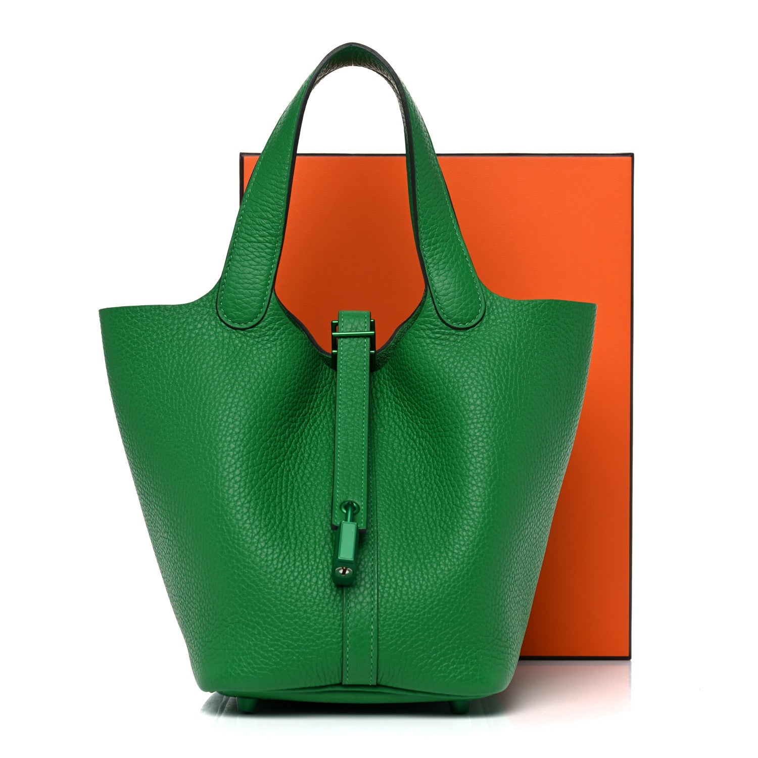 Hermes Taurillon Clemence Monochrome Picotin Lock 18 PM Bambou 9 of 9