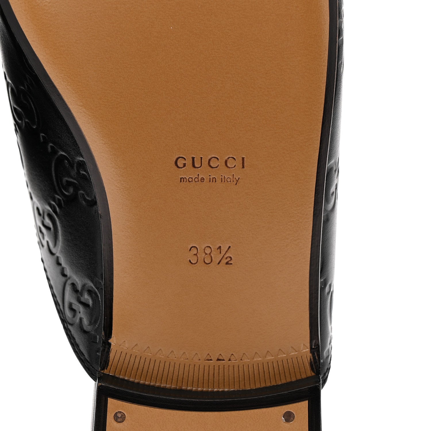 Gucci Glamour Calfskin Guccissima Womens Princetown Slippers 38.5 Black 7 of 10