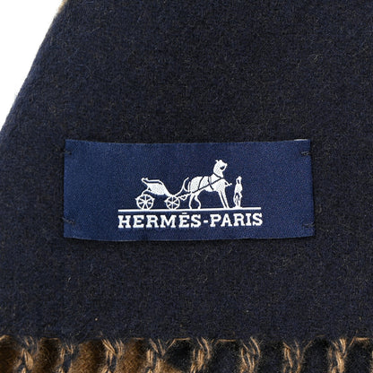 Hermes Cashmere Casaque Grand Mors Muffler Marine Bronze 3 of 4