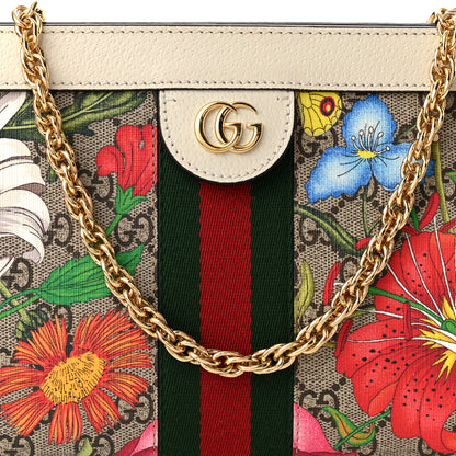 Gucci GG Supreme Monogram Flora Web Small Ophidia Chain Shoulder Bag White 8 of 11