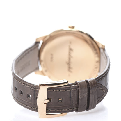 Harry Winston 18K Rose Gold Alligator Diamond 39mm Midnight Quartz Watch Champagne Sunray 4 of 10
