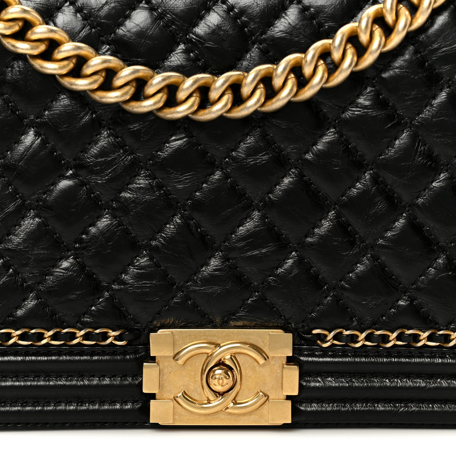 Chanel Aged Calfskin Quilted New Medium Jacket Boy Flap Black