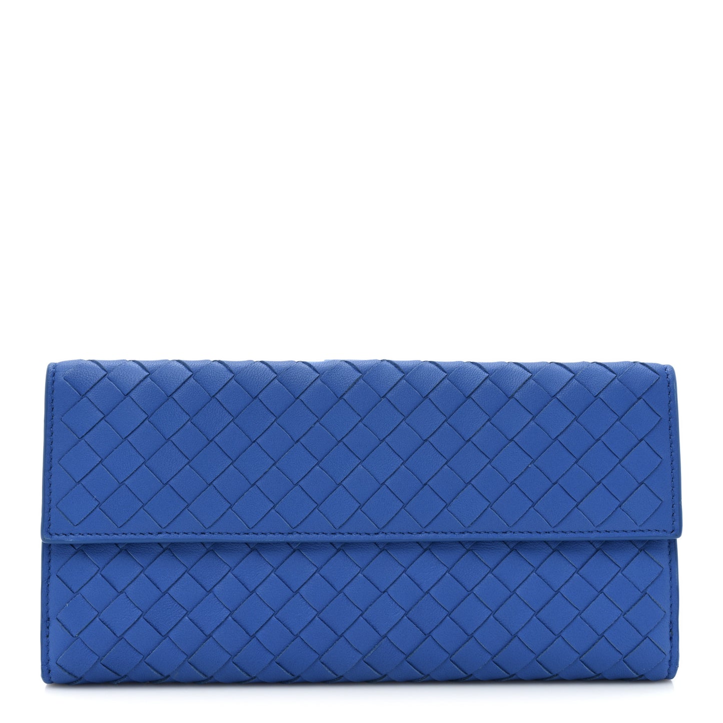 Nappa Intrecciato Continental Flap Wallet Bluette