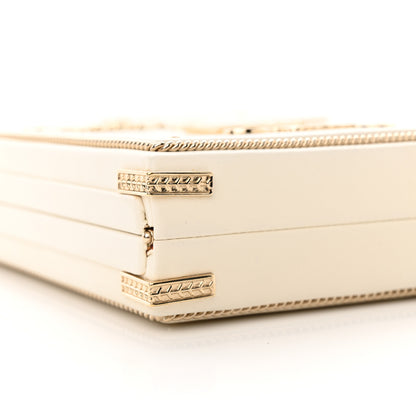 Chanel Lambskin Room Card Minaudiere Evening Bag White Gold 9 of 12