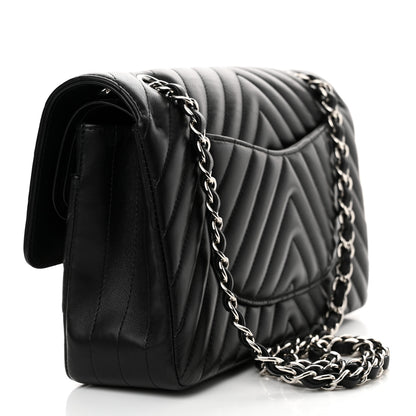 Chanel Lambskin Chevron Quilted Medium Double Flap Black 3 of 14