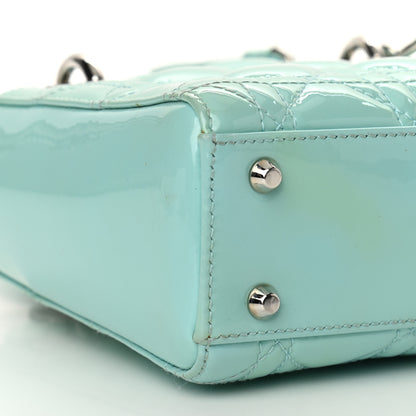 Christian Dior Patent Cannage Mini Lady Dior Light Blue 8 of 10