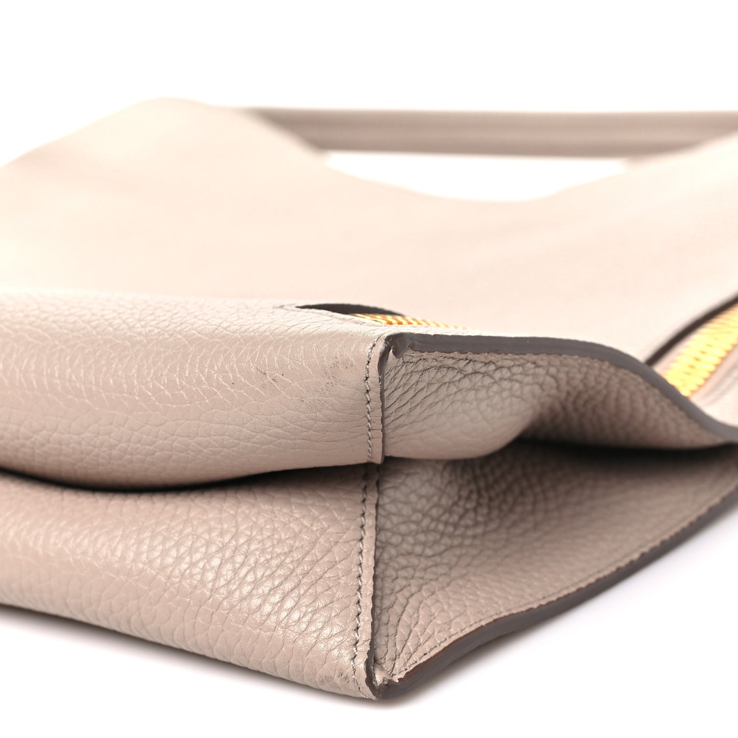 Pebbled Calfskin Large Alix Padlock Zip Hobo Bag Taupe