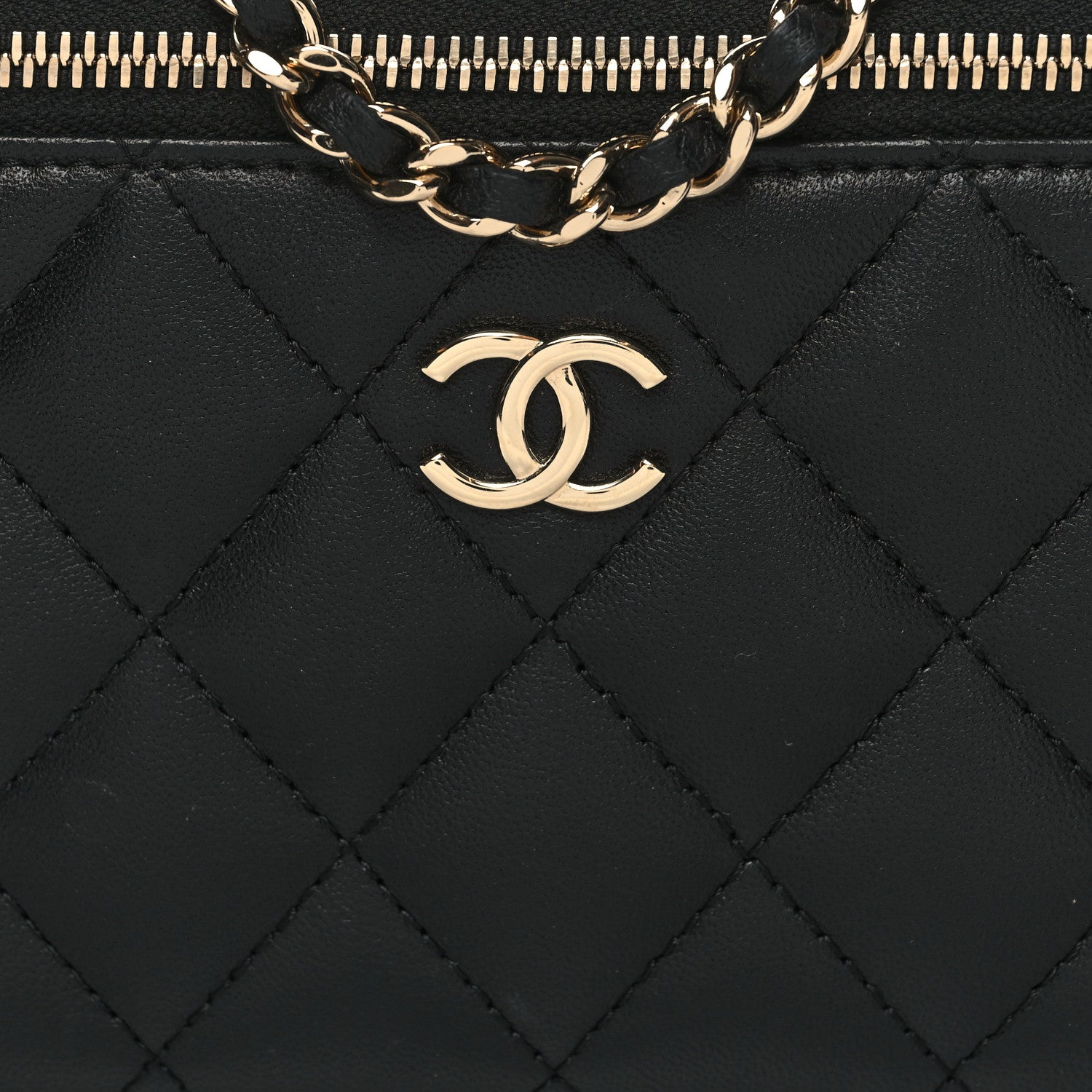 Chanel Lambskin Quilted Small Top Handle Vanity Case With Chain Black 9 of 12