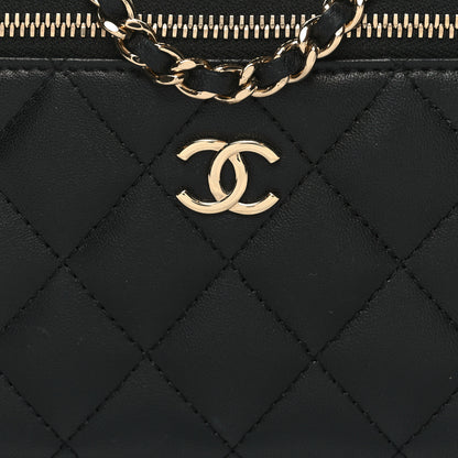 Chanel Lambskin Quilted Small Top Handle Vanity Case With Chain Black 9 of 12