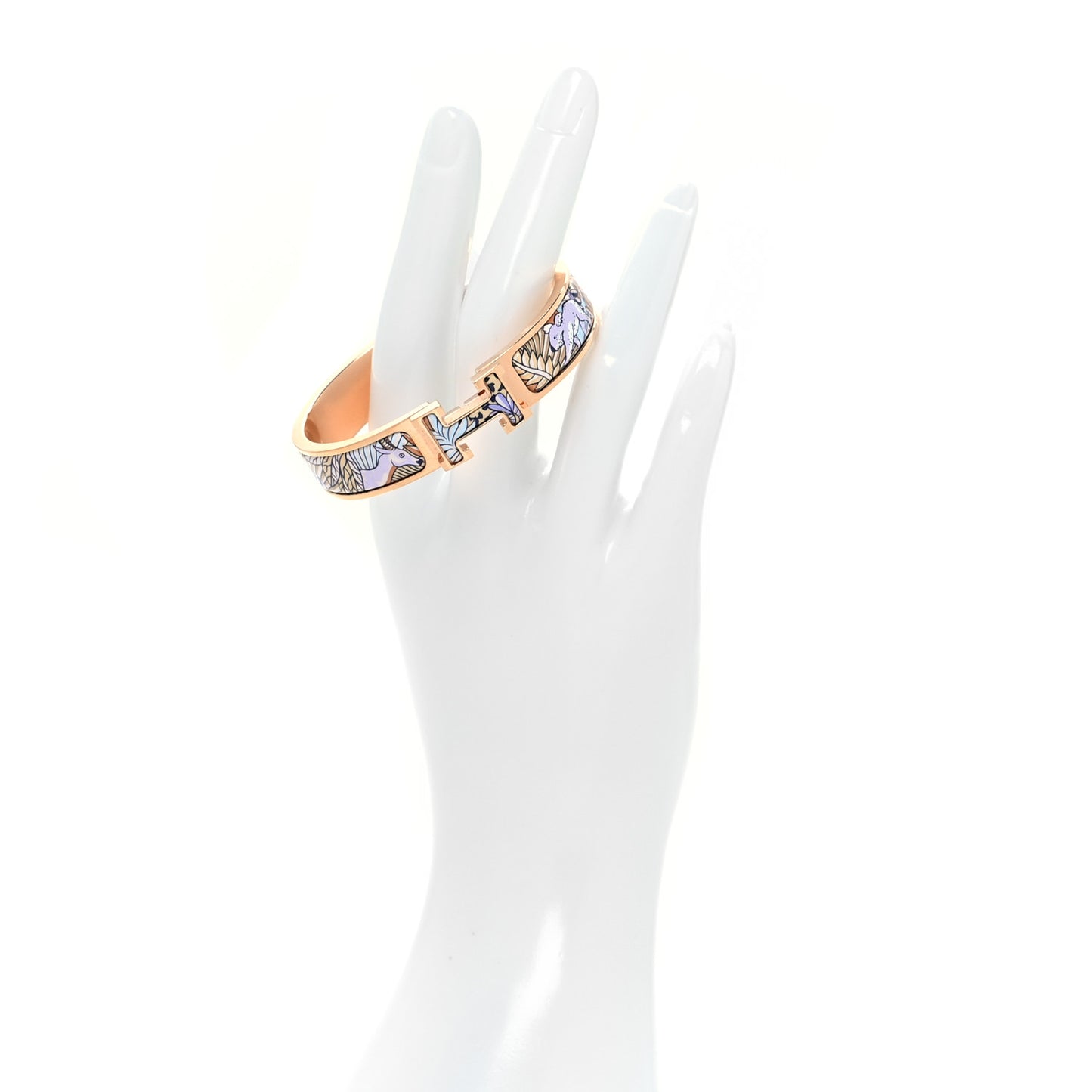 Enamel Narrow Print Animaux Camoufles Clic Clac H Bracelet PM Lilas