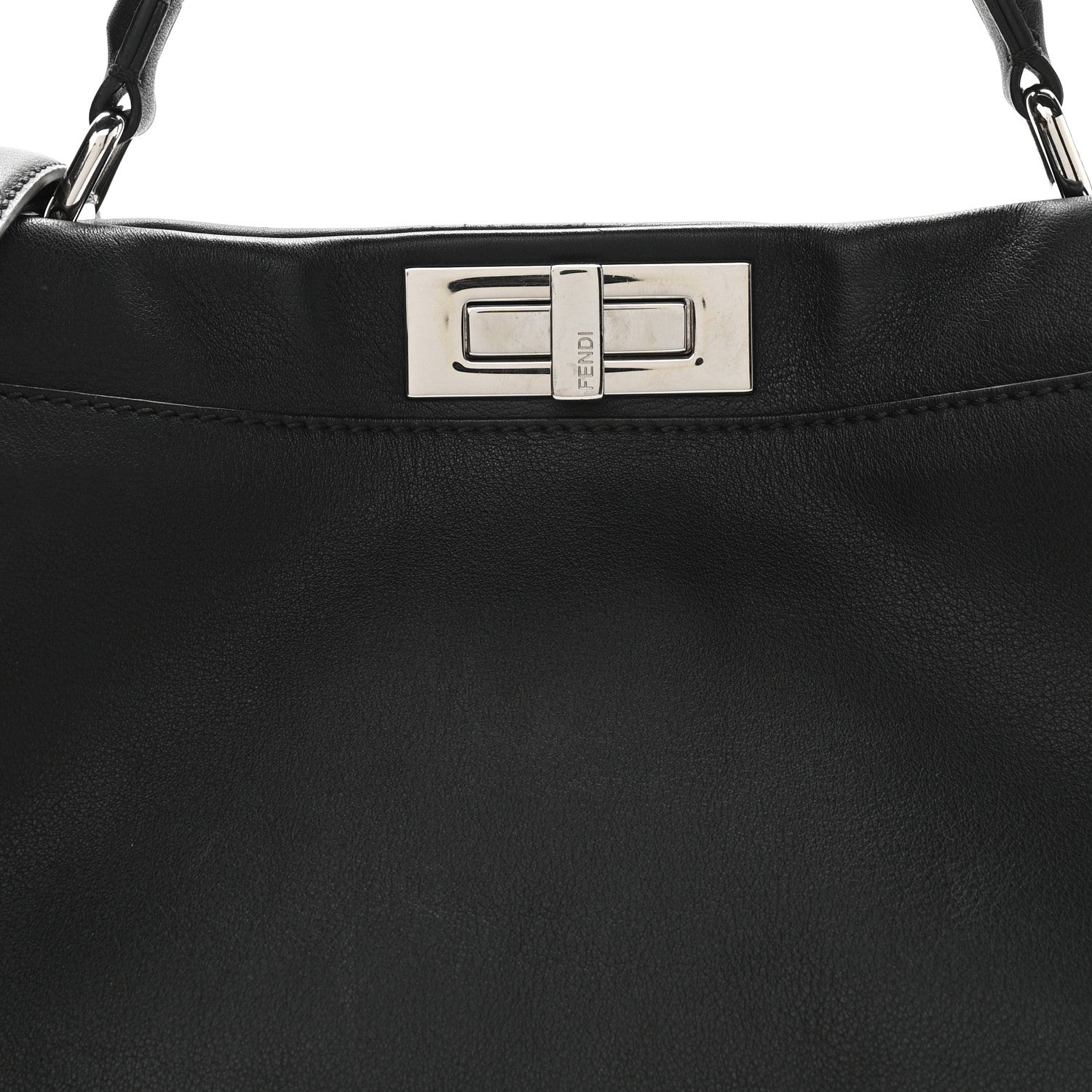 Fendi Vitello Dolce Marmol Patent Crocodile Trapuntata Large Peekaboo Iconic Satchel Black Fumo 9 of 13