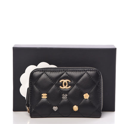 Chanel Lambskin Lucky Charms Zip Coin Purse Black 8 of 8