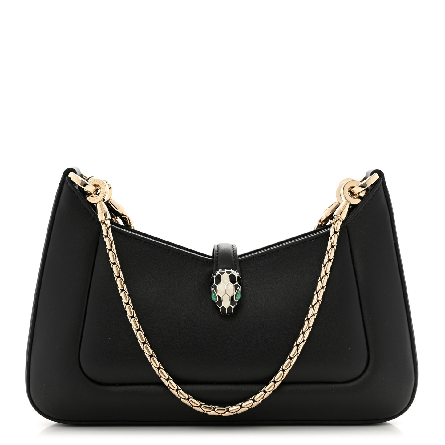 Calfskin Serpenti Baia Shoulder Bag Black