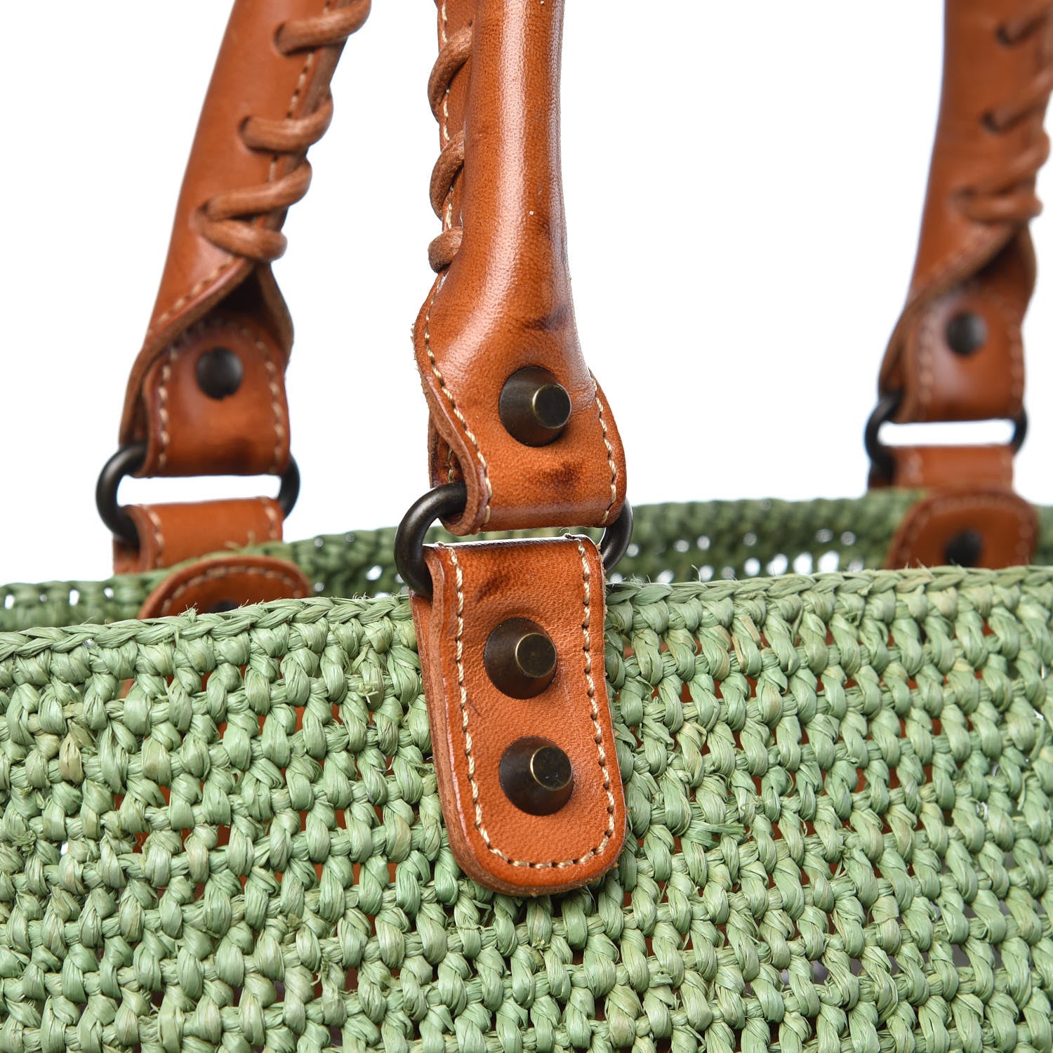 Balenciaga Raffia Calfskin Panier Basket Tote 14 of 14
