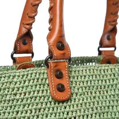 Balenciaga Raffia Calfskin Panier Basket Tote 14 of 14