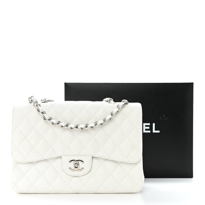 Chanel Caviar Quilted Jumbo Single Flap White 11 of 11