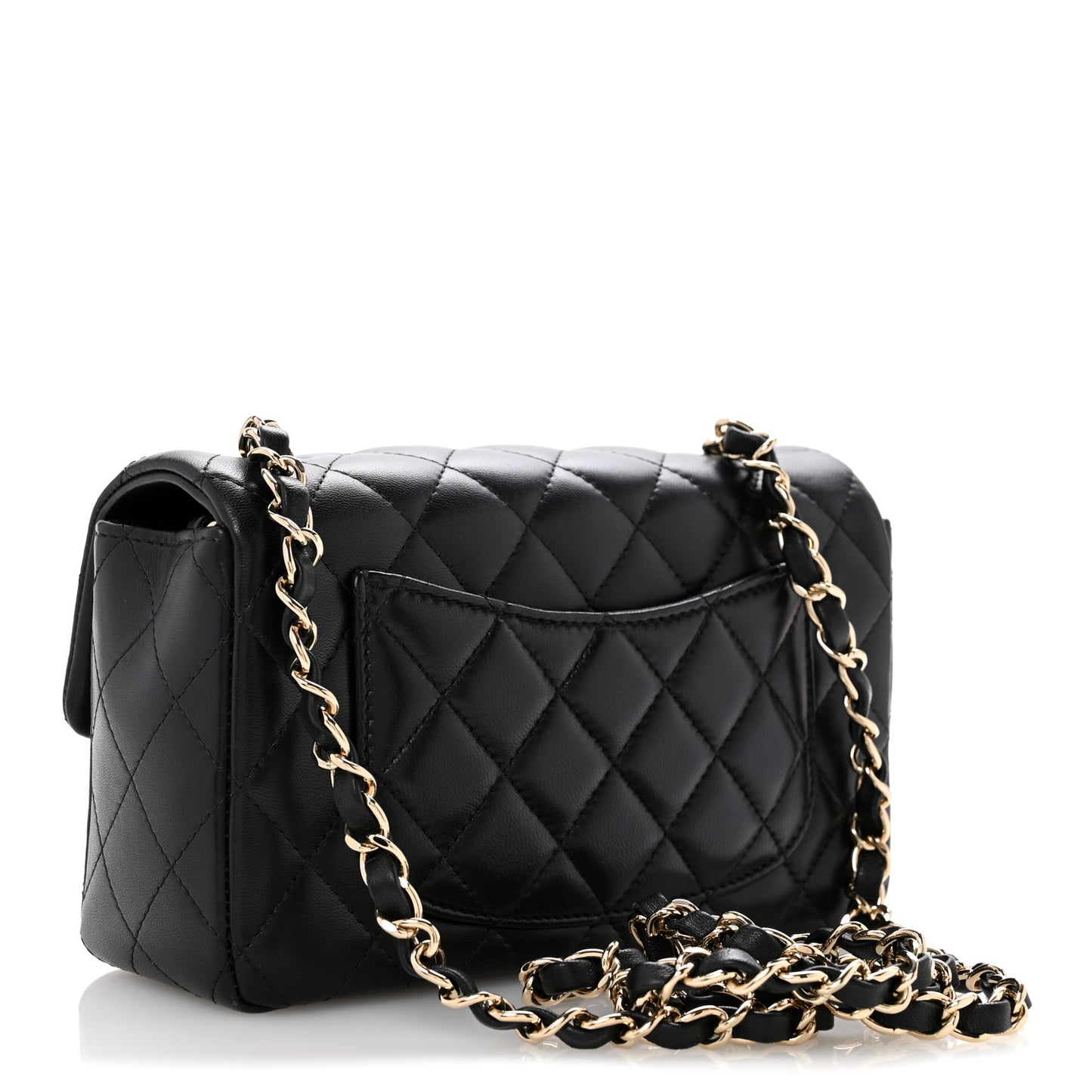 Lambskin Quilted Mini Rectangular Flap Black
