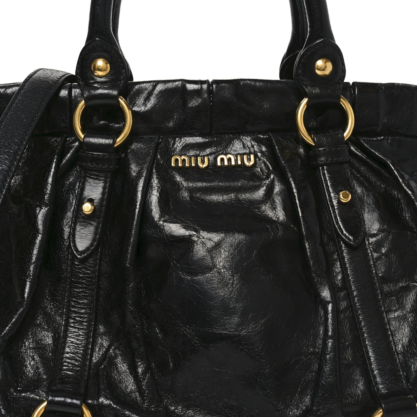 Vitello Lux Gathered Tote Black