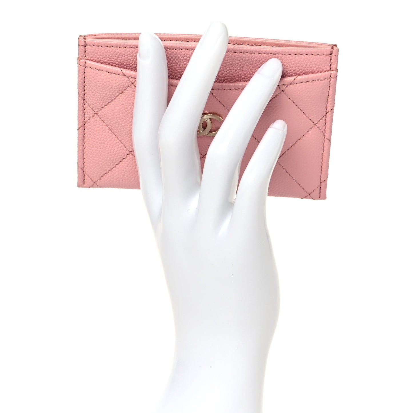 Caviar Quilted Card Holder Pink