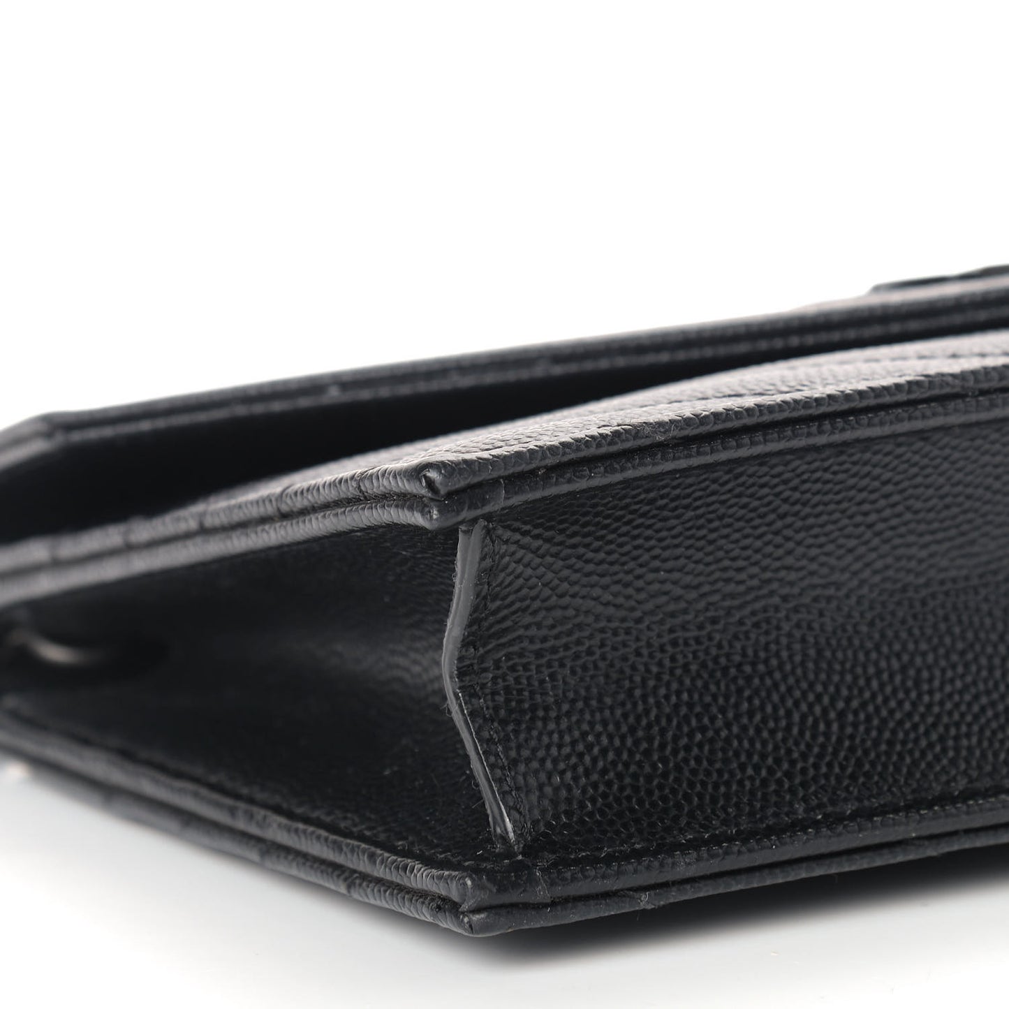 Grain De Poudre Matelasse Chevron Monogram Envelope Chain Wallet Black