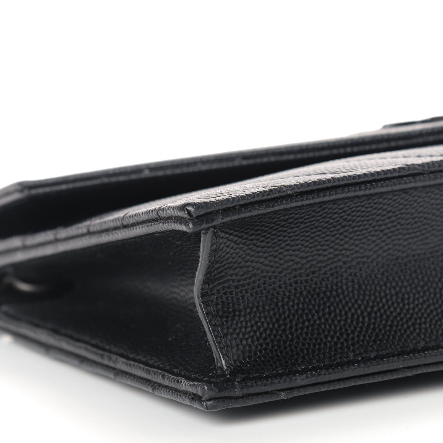 Saint Laurent Grain De Poudre Matelasse Chevron Monogram Envelope Chain Wallet Black 8 of 11