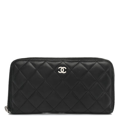 Chanel Lambskin Quilted Large Gusset Zip Around Wallet Black 1 of 13