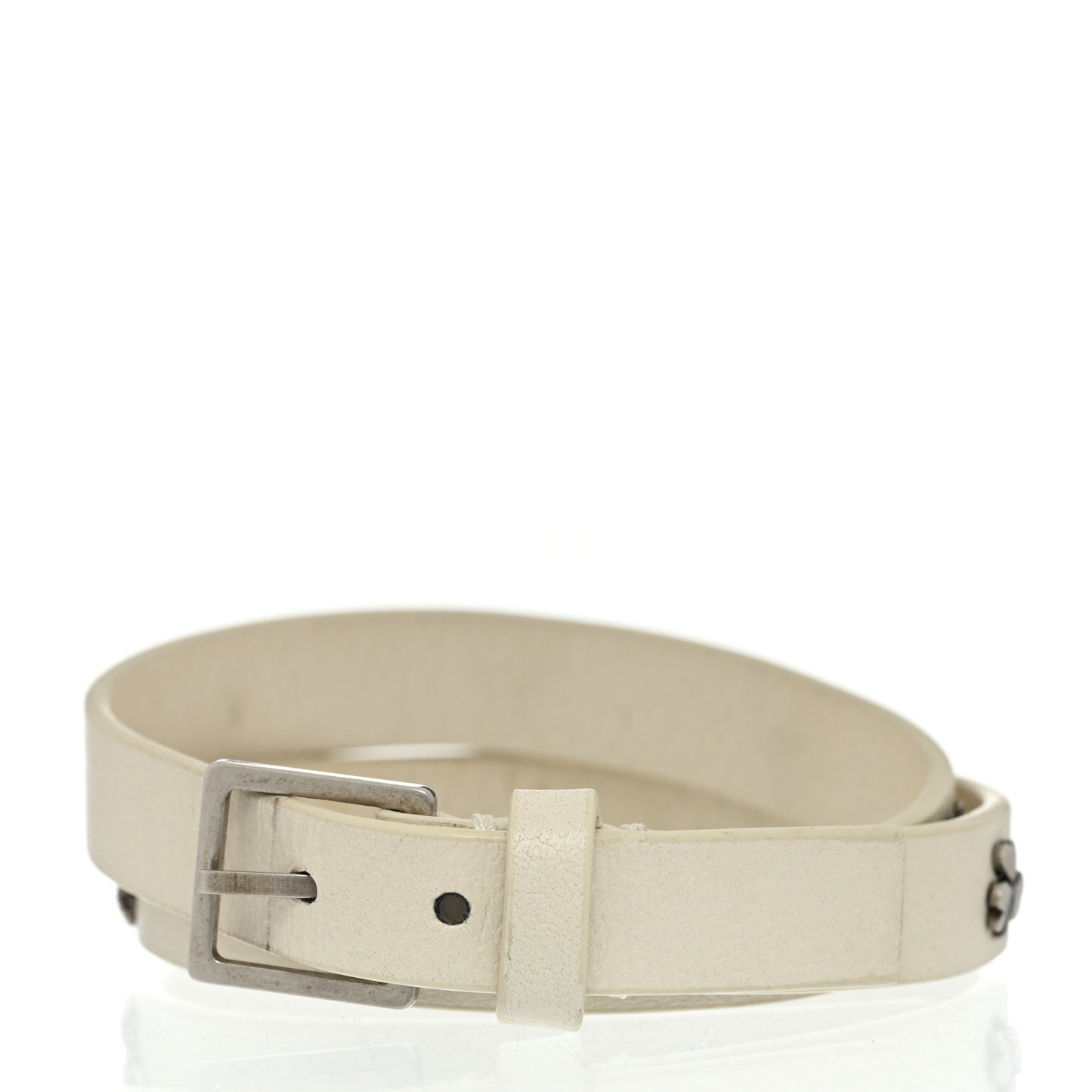 Calfskin Bee Double Bracelet White