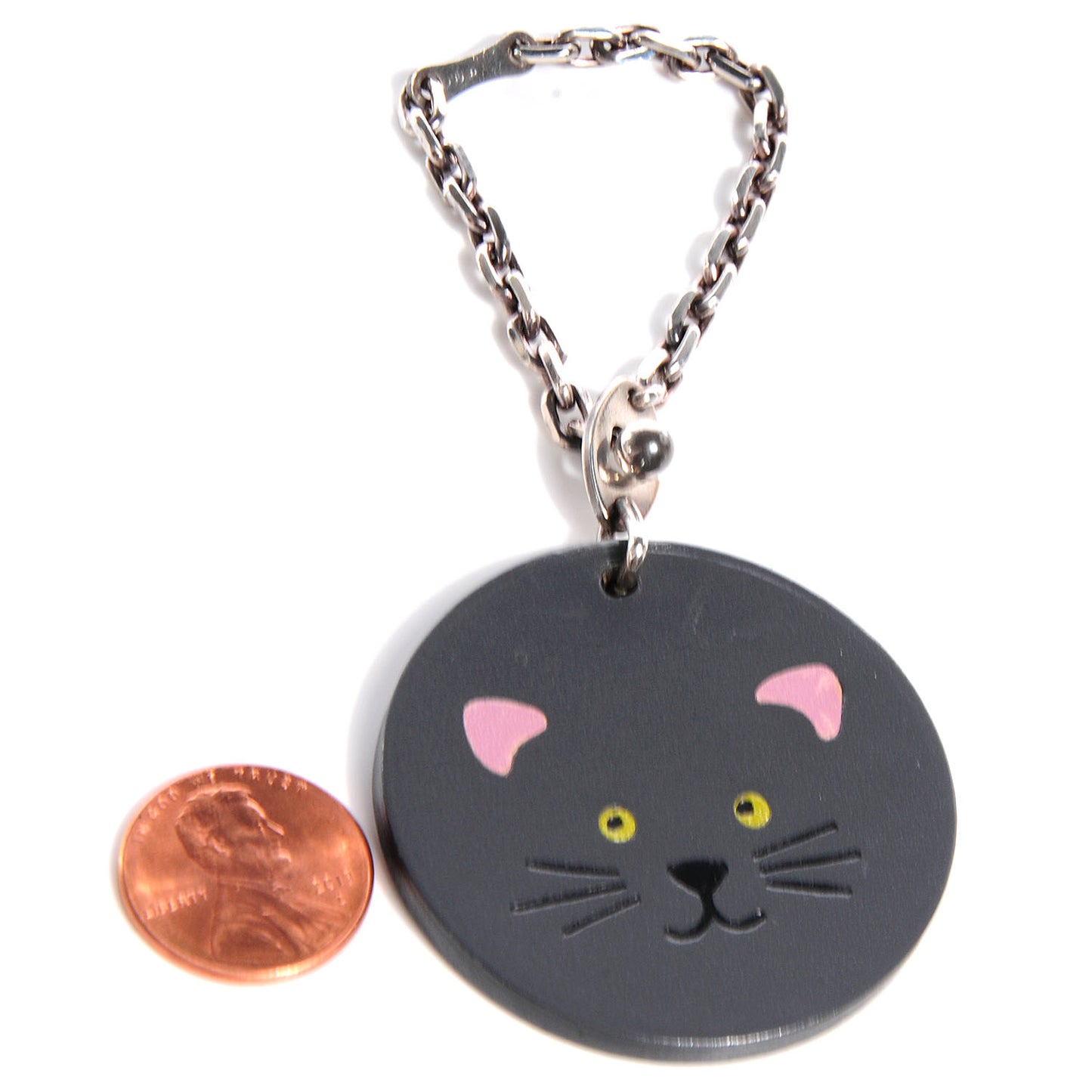 Leather Kitty Cat Key Chain