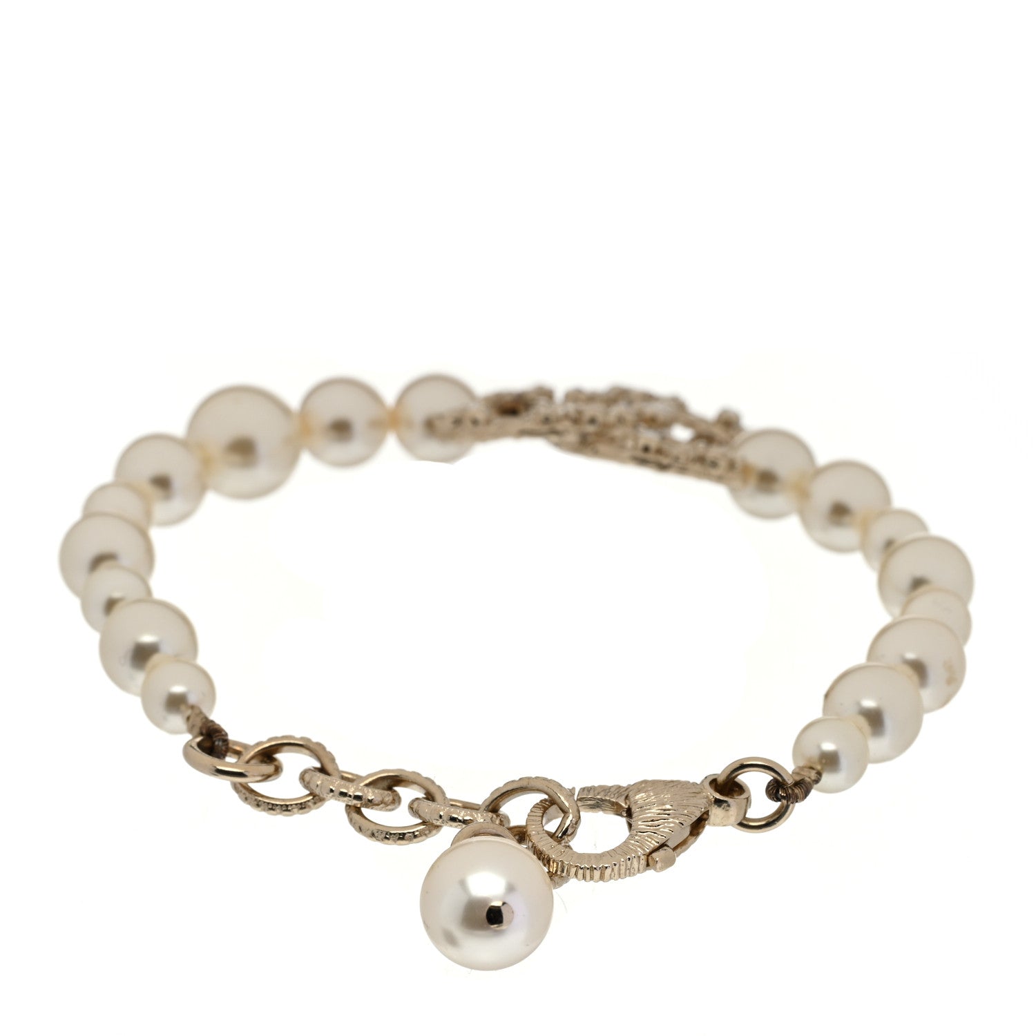 Chanel Pearl Crystal CC Camellia Bracelet Gold 3 of 5