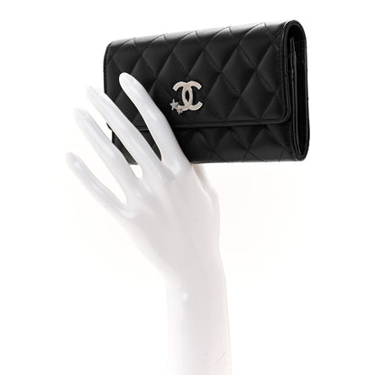 Chanel Calfskin Quilted Crystal CC Star Flap Wallet Black 2 of 7