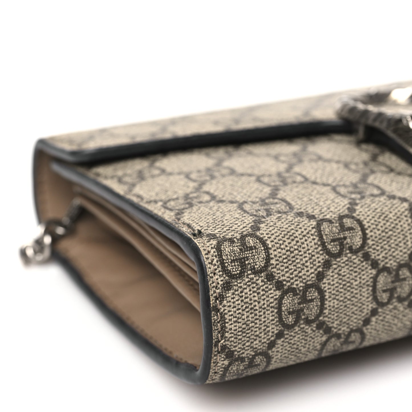 GG Supreme Monogram Mini Dionysus Chain Wallet Beige Taupe