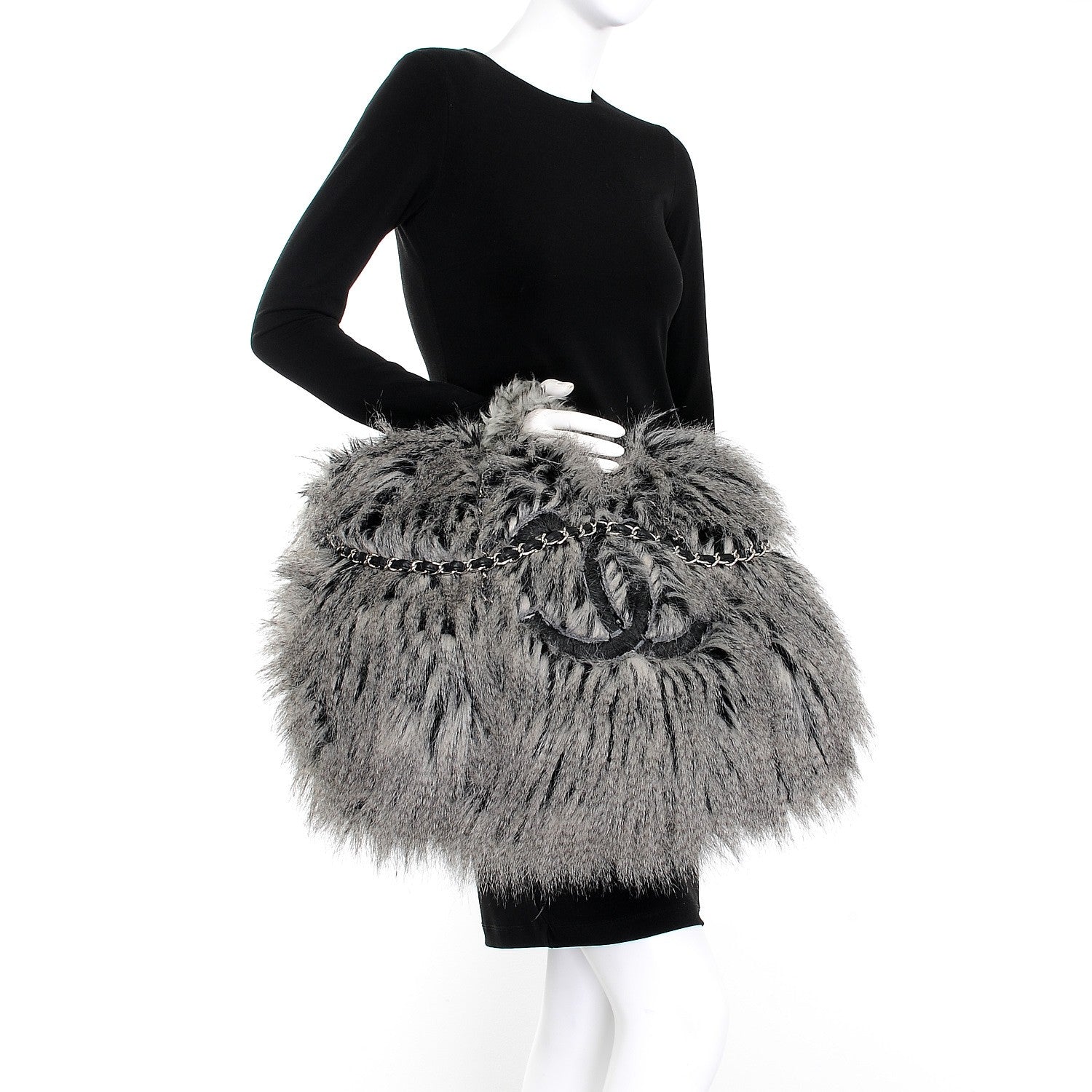 Chanel Arctic Fantasy Fur Large Tote Grey 2 of 7