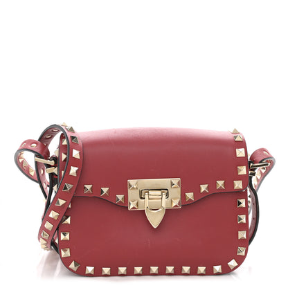 Valentino Garavani Vitello Small Rockstud Flap Saddle Bag Red 1 of 15