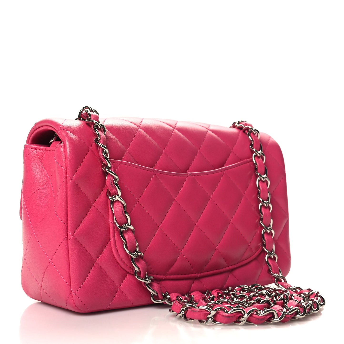 Lambskin Quilted Mini Rectangular Flap Dark Pink