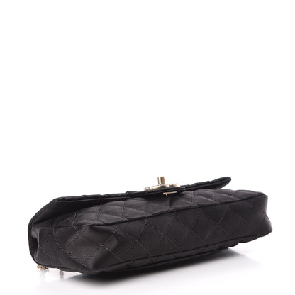 Chanel Satin Quilted Jeweled East West Flap Black 4 of 10