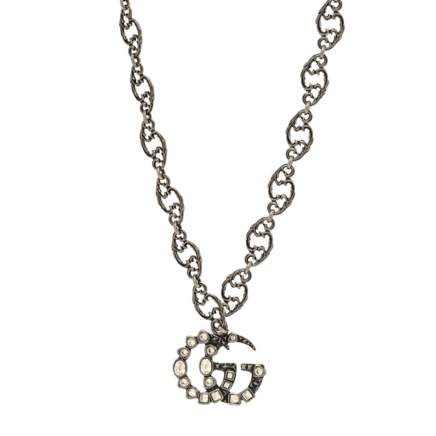 Gucci Crystal Marmont Necklace Aged Silver 1 of 5