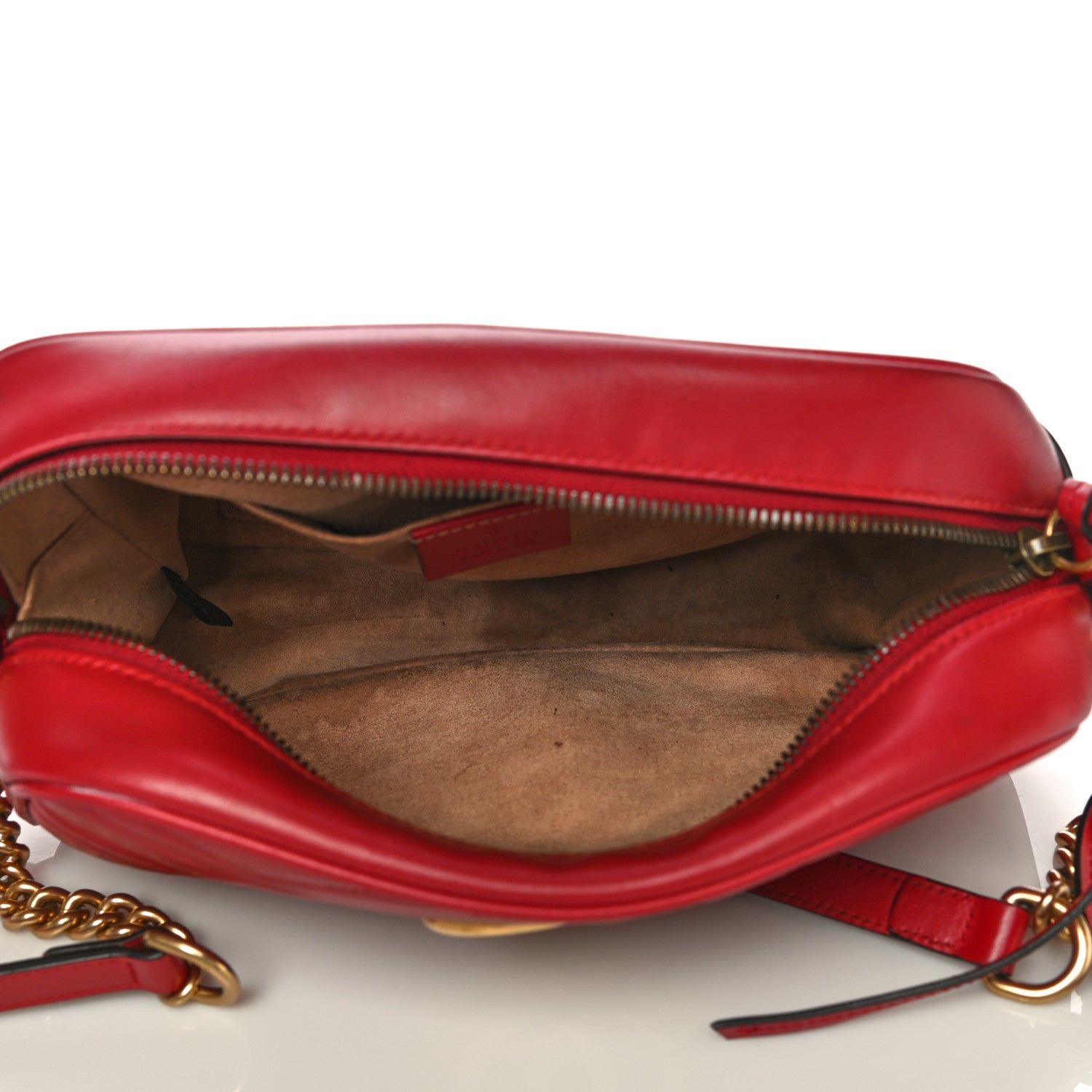 Gucci Calfskin Matelasse Small GG Marmont Chain Shoulder Bag Hibiscus Red 5 of 38