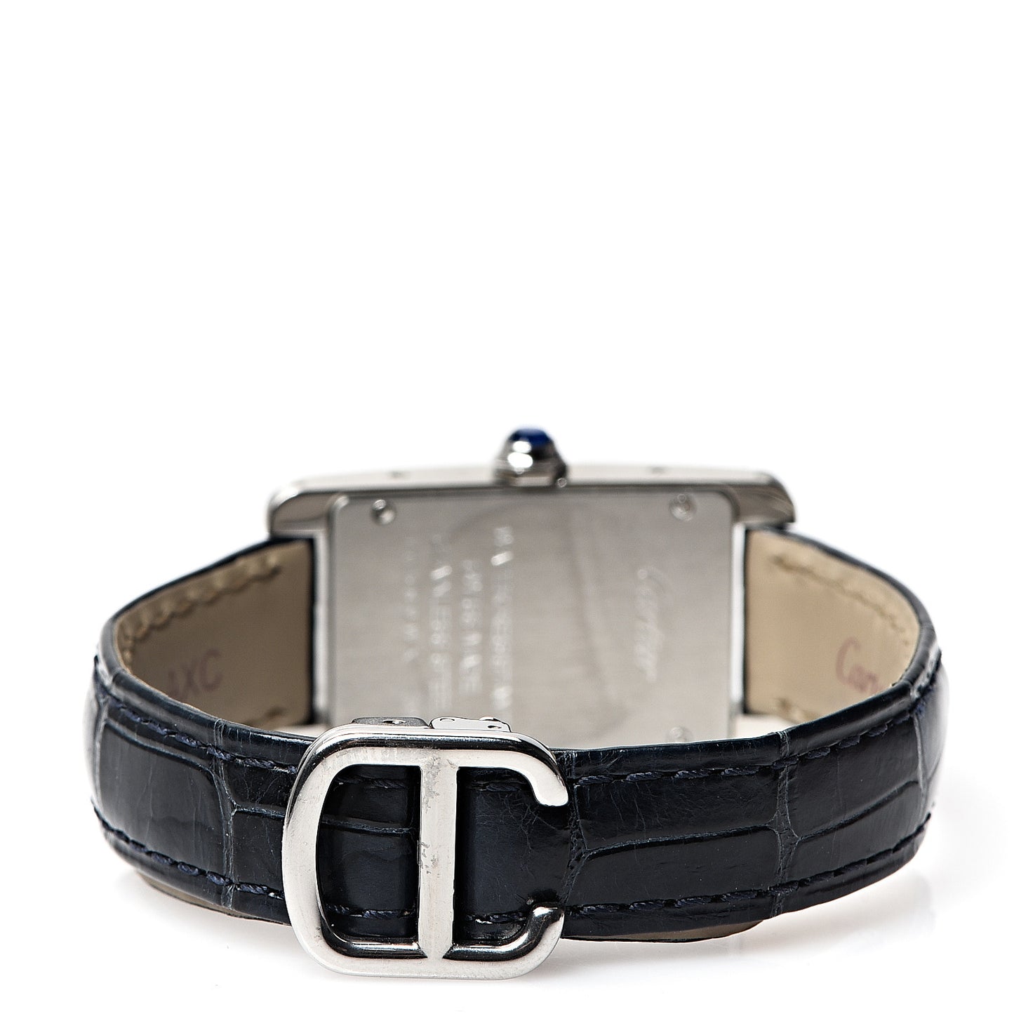 Stainless Steel Alligator 19mm Tank Americaine Quartz Watch Blue