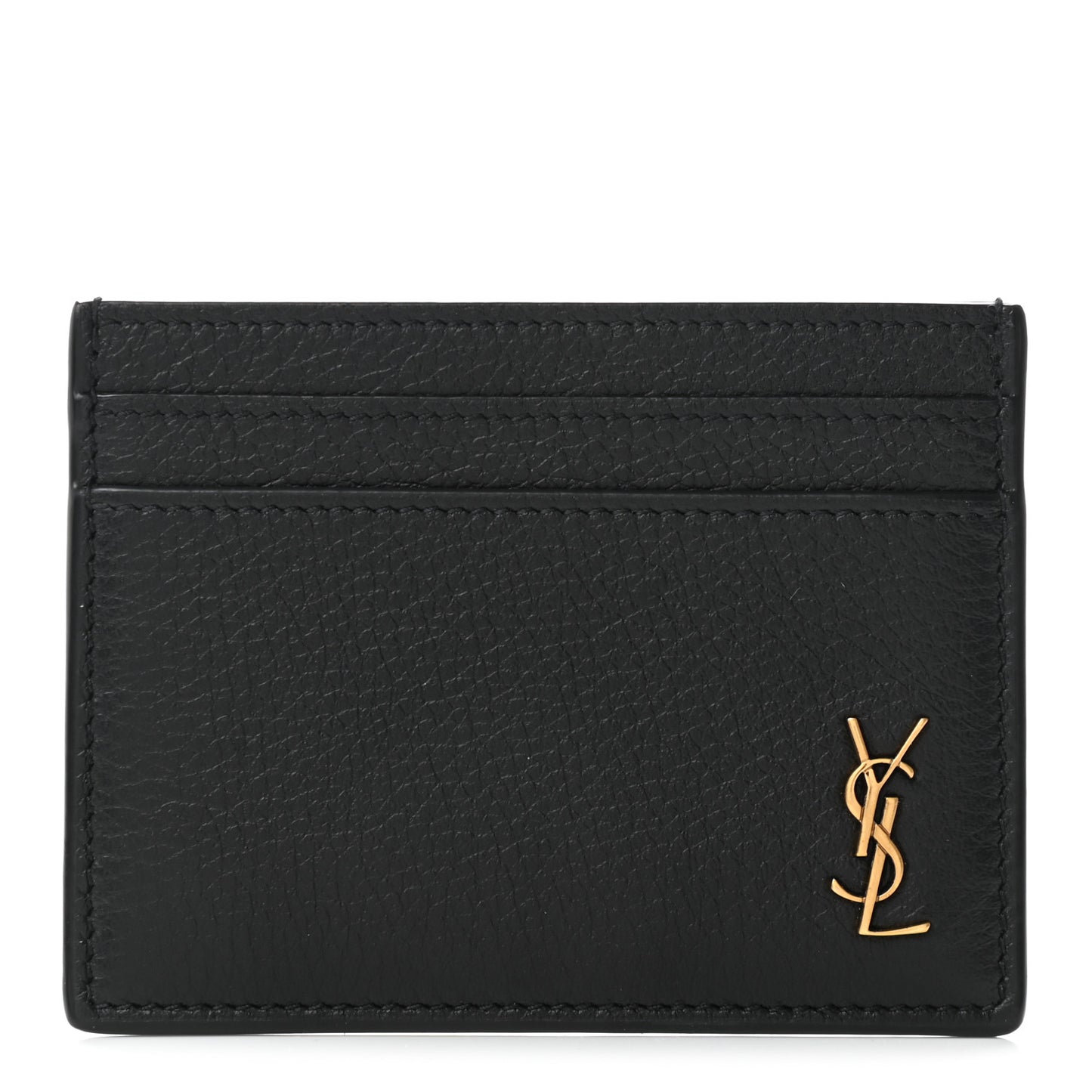 Calfskin Tiny Cassandre Credit Card Case Black
