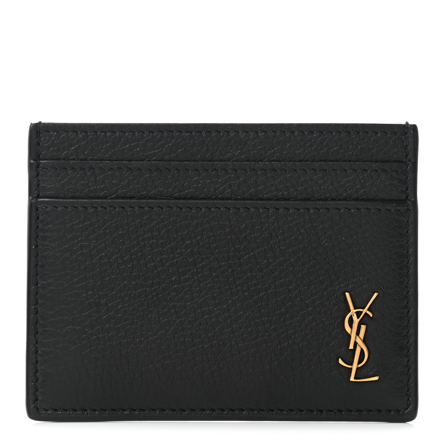 Saint Laurent Calfskin Tiny Cassandre Credit Card Case Black 1 of 6