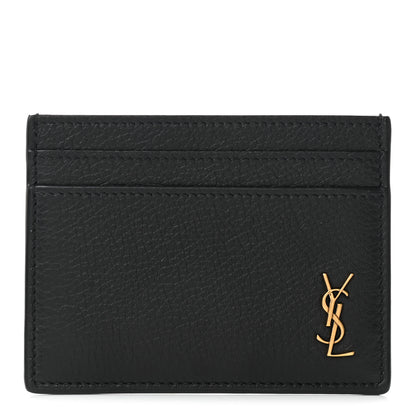 Saint Laurent Calfskin Tiny Cassandre Credit Card Case Black 1 of 6